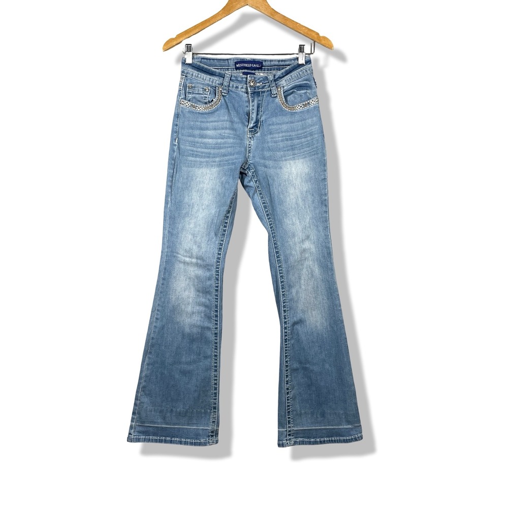 Westfield Eagle Bootcut Jeans Womens 5 Blue Y2K McBling Western Boho Embellished